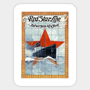 Vintage Travel Poster Belgium Red Star Line Sticker